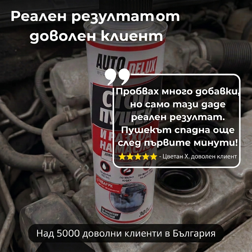 AutoDelux - Добавка против пушек и разход на масло - 300 мл
